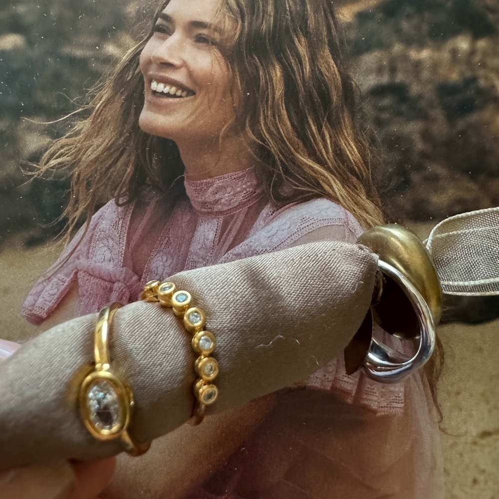 Anthropologie Gold and Silver Ring Set with Intricate Design - Picture 3 of 3